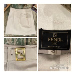 ~VINTAGE~ Fendi White Leather Wrap Skirt